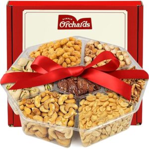 Valentines Day Nuts Gift Basket – 7 Sectional Platter With a Variety of Freshly Roasted Nuts
